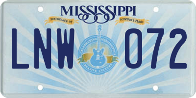 MS license plate LNW072