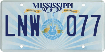 MS license plate LNW077