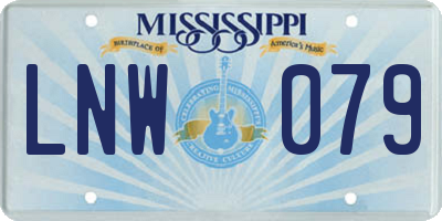 MS license plate LNW079