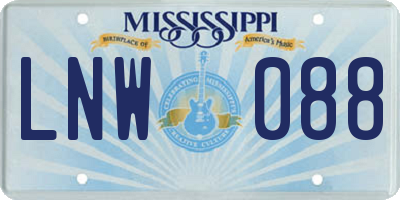 MS license plate LNW088