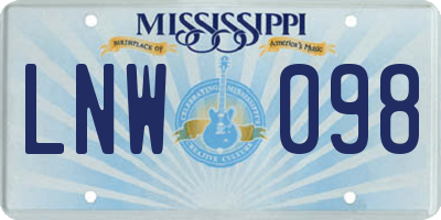 MS license plate LNW098