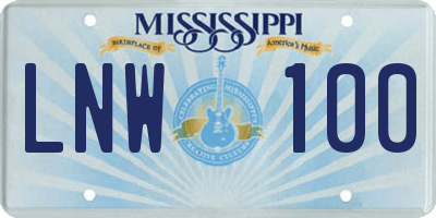 MS license plate LNW100