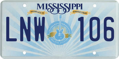 MS license plate LNW106