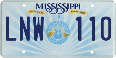 MS license plate LNW110