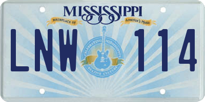 MS license plate LNW114
