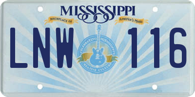 MS license plate LNW116