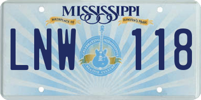 MS license plate LNW118