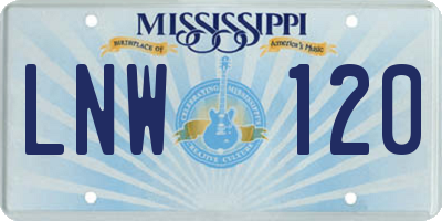 MS license plate LNW120