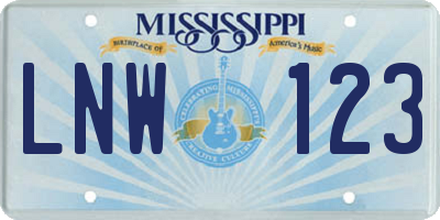 MS license plate LNW123