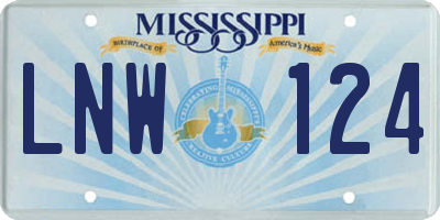 MS license plate LNW124