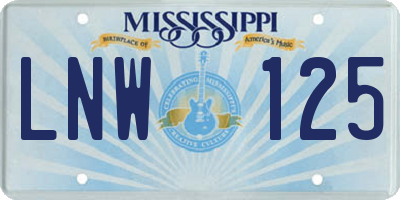 MS license plate LNW125