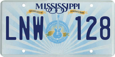 MS license plate LNW128
