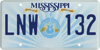 MS license plate LNW132