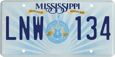 MS license plate LNW134