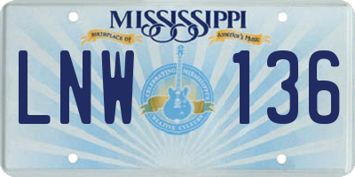 MS license plate LNW136