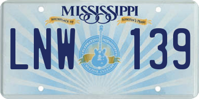 MS license plate LNW139