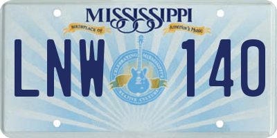MS license plate LNW140