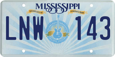 MS license plate LNW143
