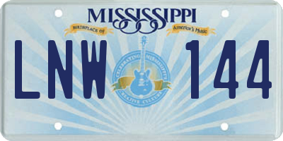MS license plate LNW144