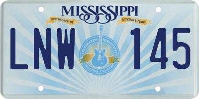 MS license plate LNW145