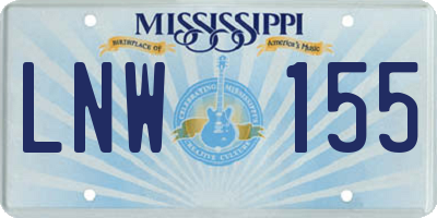 MS license plate LNW155