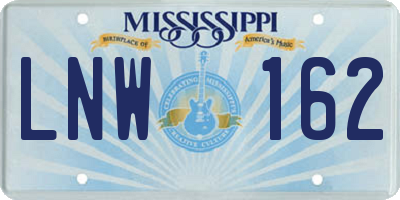 MS license plate LNW162