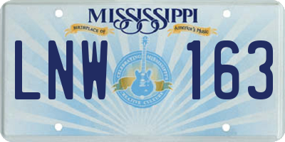 MS license plate LNW163