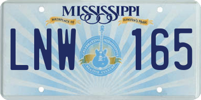 MS license plate LNW165
