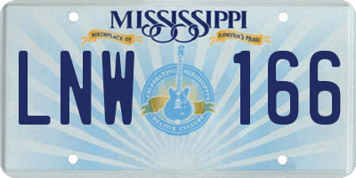 MS license plate LNW166