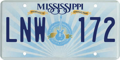 MS license plate LNW172