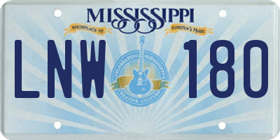 MS license plate LNW180