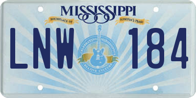MS license plate LNW184
