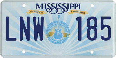 MS license plate LNW185