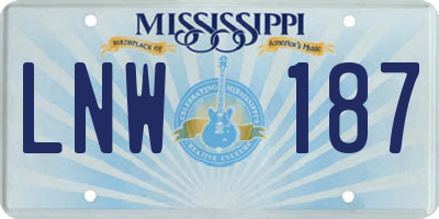 MS license plate LNW187