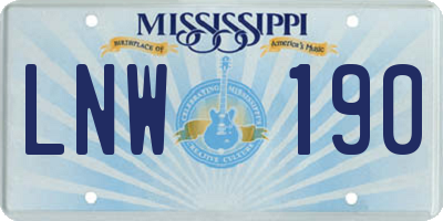 MS license plate LNW190
