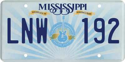 MS license plate LNW192