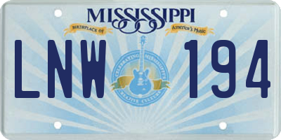 MS license plate LNW194