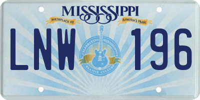 MS license plate LNW196