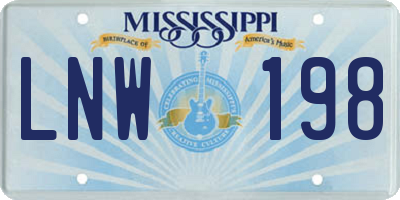 MS license plate LNW198