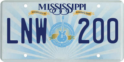 MS license plate LNW200