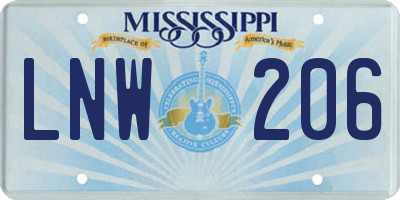 MS license plate LNW206
