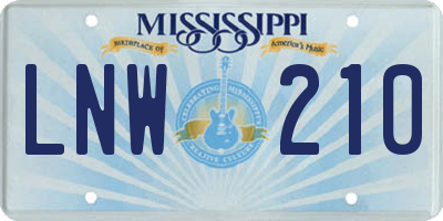MS license plate LNW210