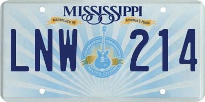 MS license plate LNW214