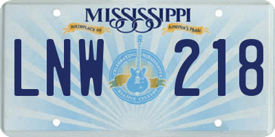 MS license plate LNW218