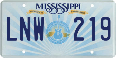 MS license plate LNW219