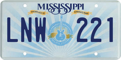 MS license plate LNW221