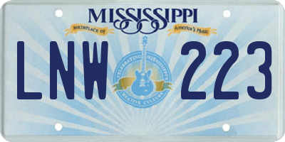 MS license plate LNW223