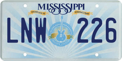 MS license plate LNW226