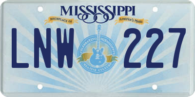 MS license plate LNW227