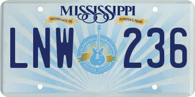 MS license plate LNW236